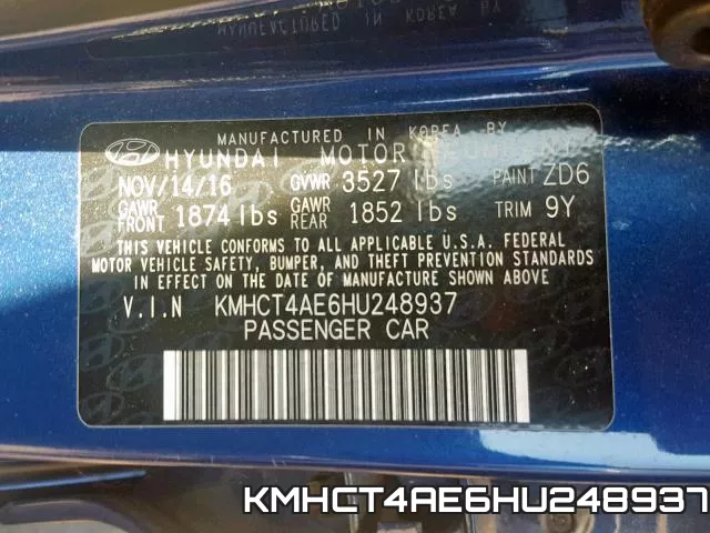 KMHCT4AE6HU248937 фото 2