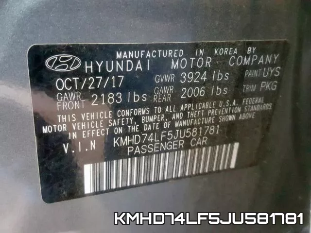 KMHD74LF5JU581781 фото 2