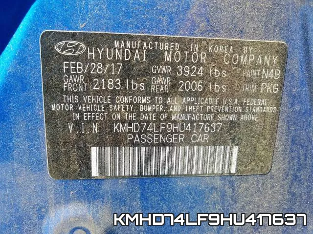 KMHD74LF9HU417637 фото 2
