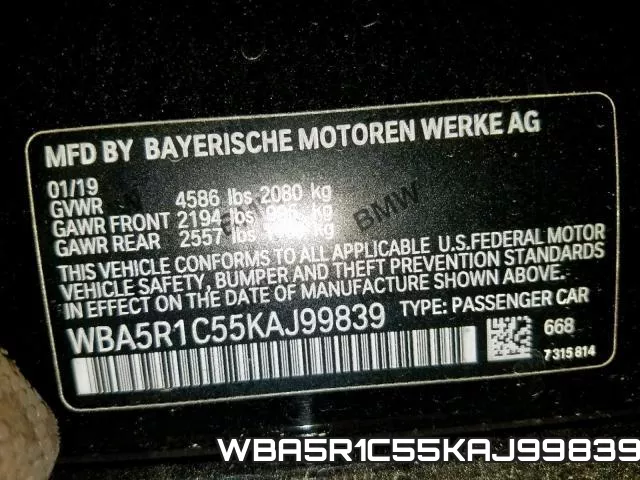 WBA5R1C55KAJ99839 фото 2