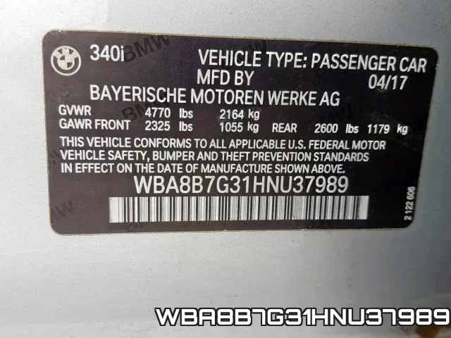 WBA8B7G31HNU37989 фото 2