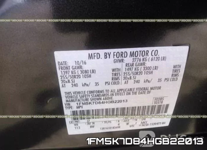 1FM5K7D84HGB22013 фото 10