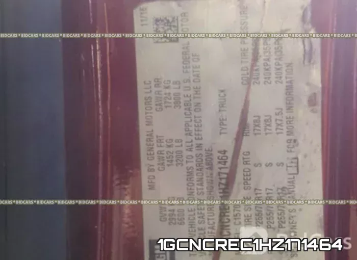 1GCNCREC1HZ171464 фото 10