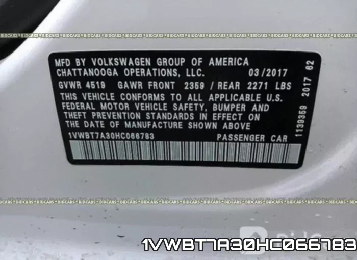 1VWBT7A30HC066783 фото 10