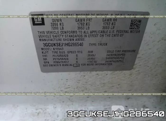 3GCUKSEJ1HG286540 фото 10