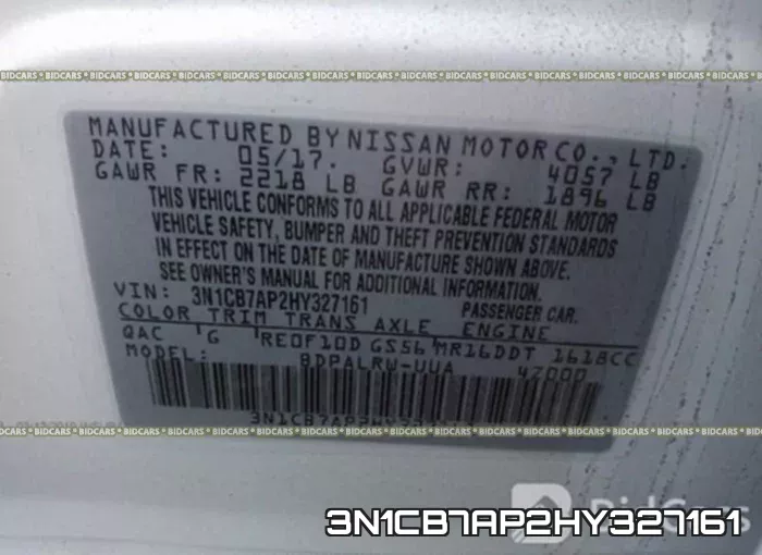 3N1CB7AP2HY327161 фото 10