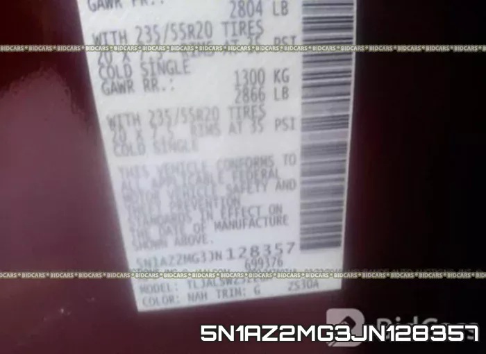 5N1AZ2MG3JN128357 фото 10