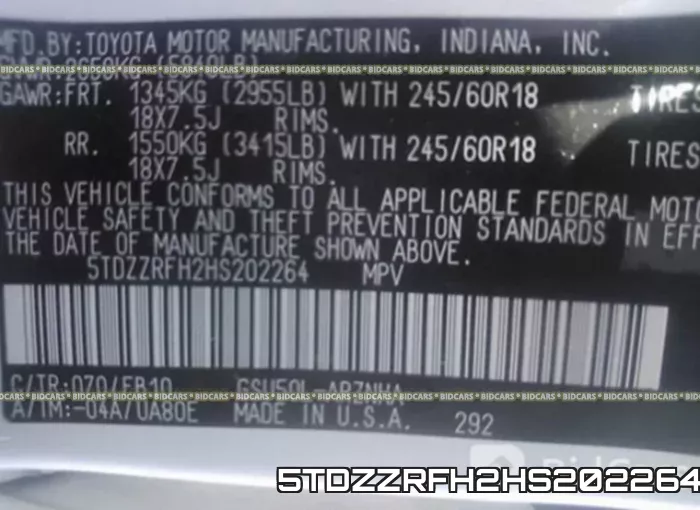5TDZZRFH2HS202264 фото 10