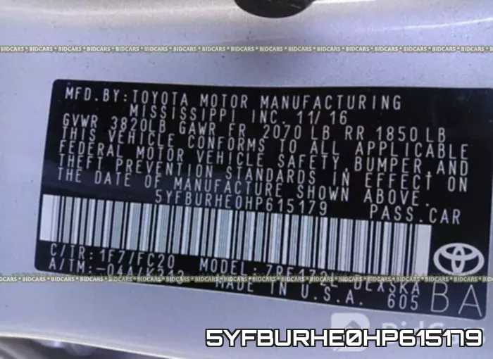 5YFBURHE0HP615179 фото 10