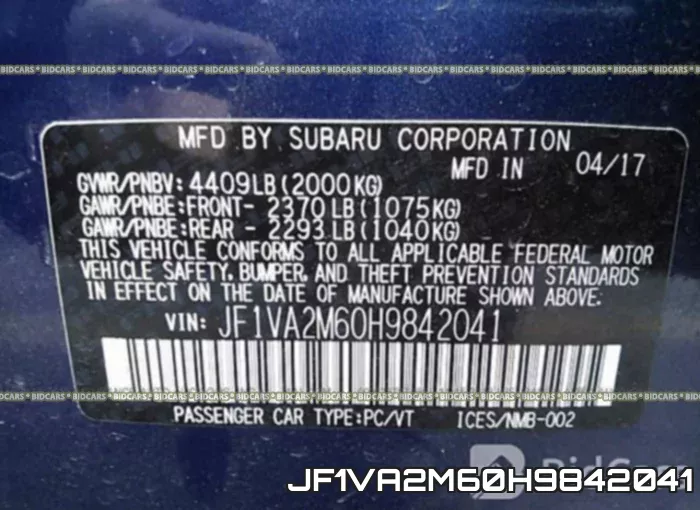JF1VA2M60H9842041 фото 10