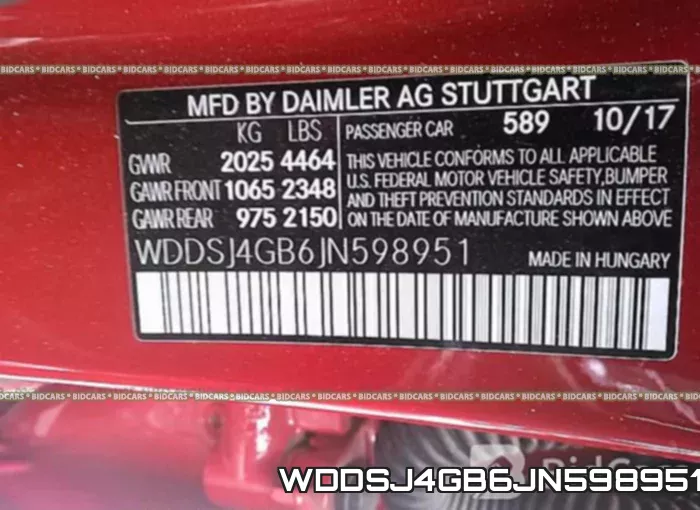 WDDSJ4GB6JN598951 фото 10