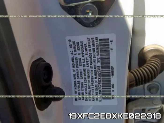 19XFC2E8XKE022318 фото 2