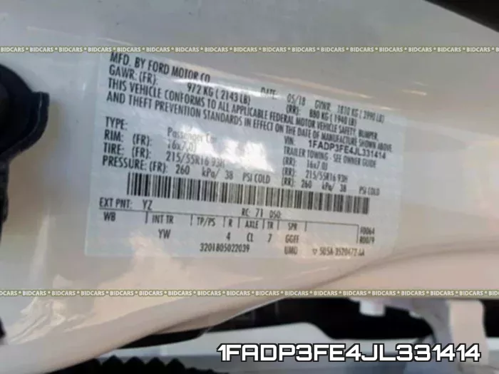 1FADP3FE4JL331414 фото 2