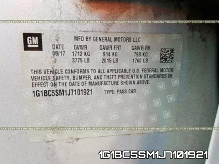 1G1BC5SM1J7101921 фото 2