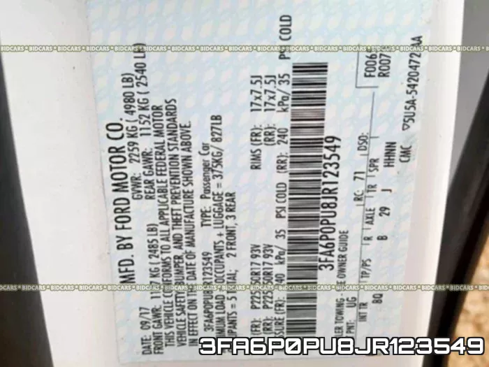 3FA6P0PU8JR123549 фото 2