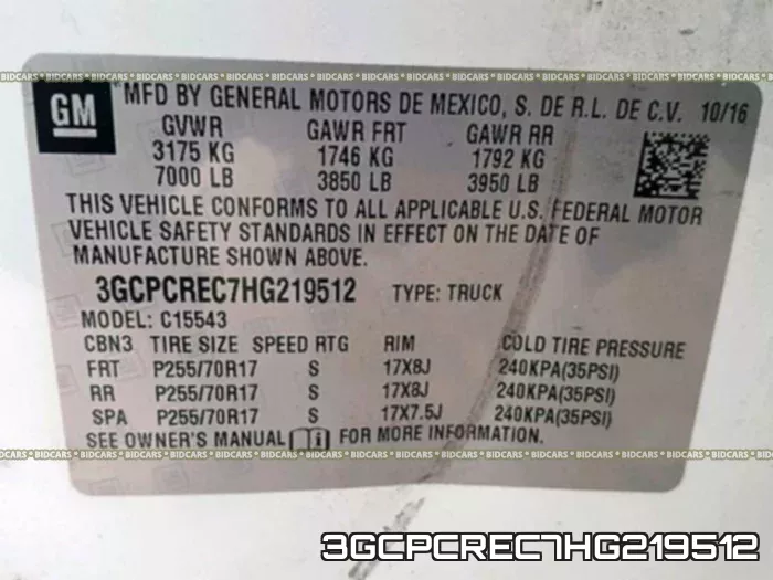 3GCPCREC7HG219512 фото 2