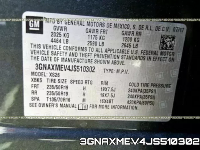 3GNAXMEV4JS510302 фото 2
