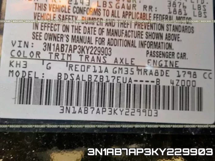 3N1AB7AP3KY229903 фото 2