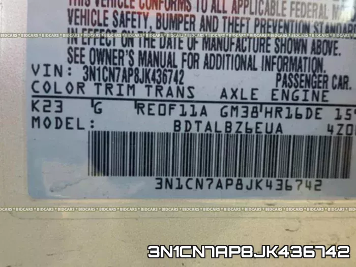 3N1CN7AP8JK436742 фото 2
