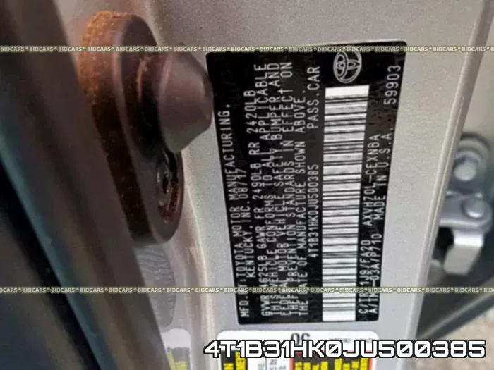 4T1B31HK0JU500385 фото 2