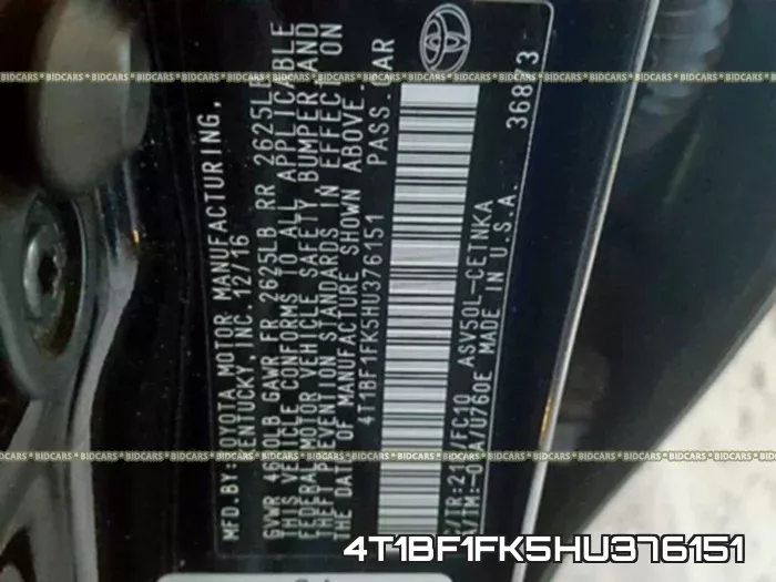 4T1BF1FK5HU376151 фото 2