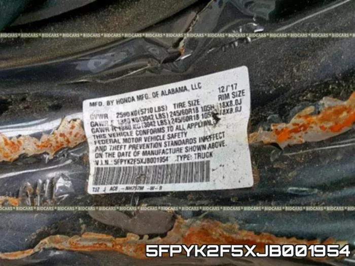 5FPYK2F5XJB001954 фото 2