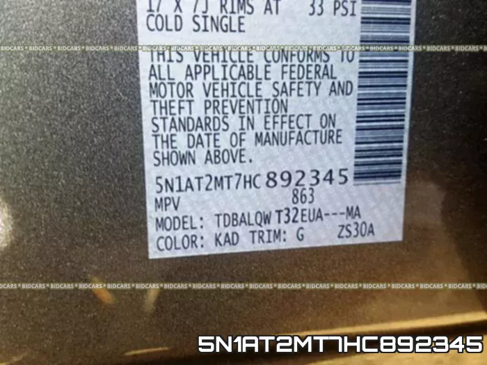 5N1AT2MT7HC892345 фото 2