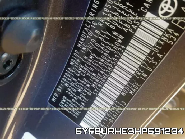 5YFBURHE3HP591234 фото 2