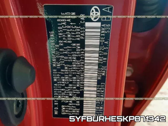 5YFBURHE5KP871342 фото 2