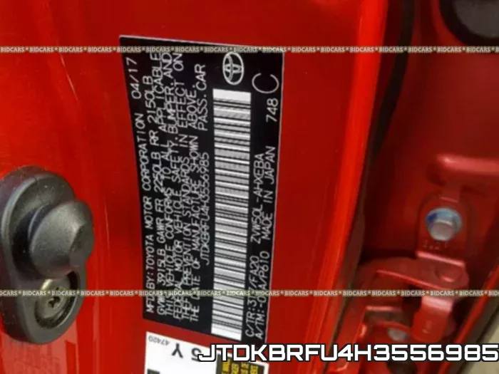 JTDKBRFU4H3556985 фото 2