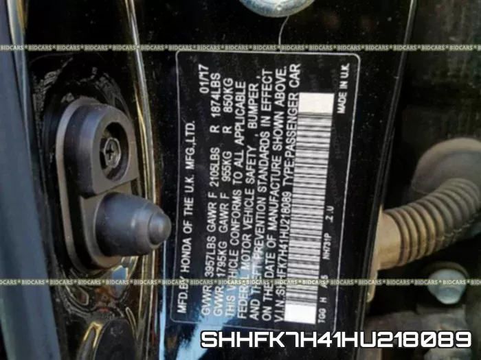 SHHFK7H41HU218089 фото 2