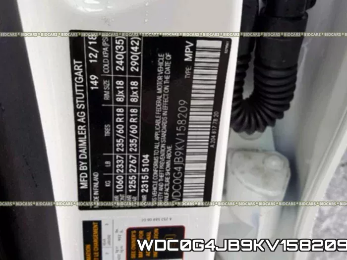 WDC0G4JB9KV158209 фото 2
