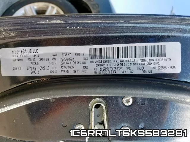 1C6RR7LT6KS583281 фото 2