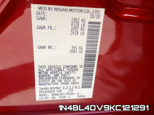 1N4BL4DV9KC121291 фото 2