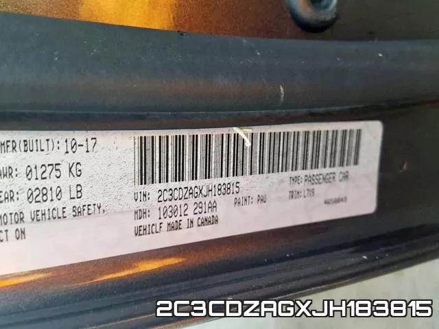 2C3CDZAGXJH183815 фото 2