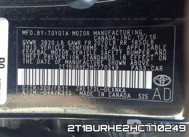 2T1BURHE2HC770249 фото 10
