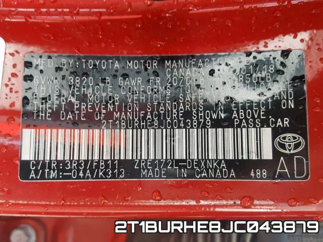 2T1BURHE8JC043879 фото 2