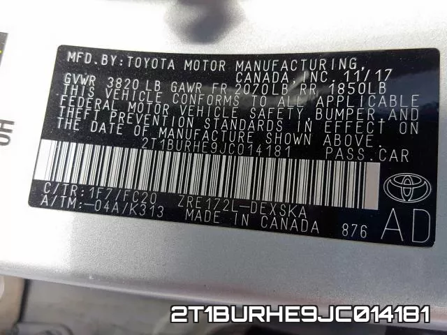 2T1BURHE9JC014181 фото 2