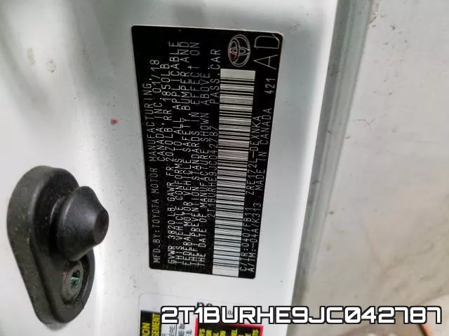 2T1BURHE9JC042787 фото 2