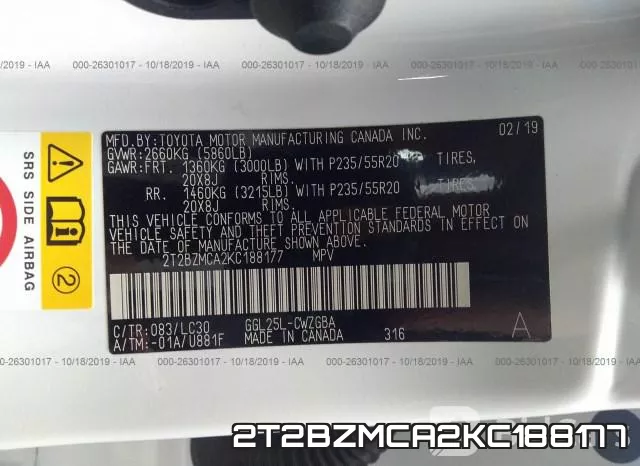2T2BZMCA2KC188177 фото 10