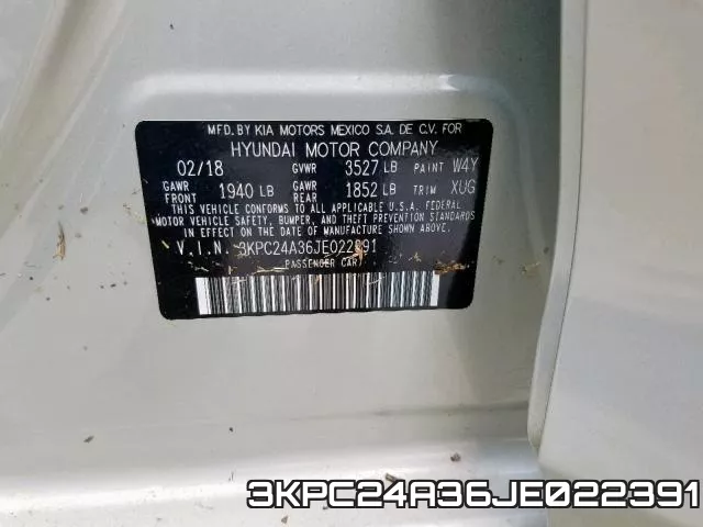 3KPC24A36JE022391 фото 2