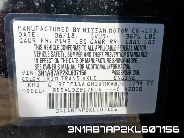 3N1AB7AP2KL607156 фото 2