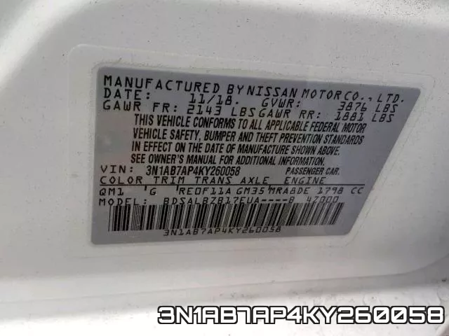 3N1AB7AP4KY260058 фото 2