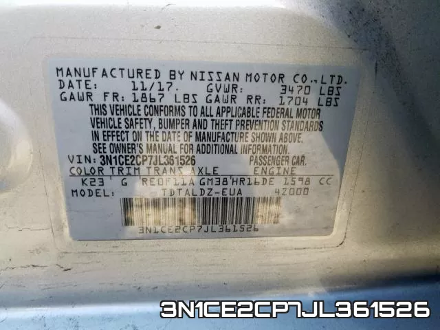 3N1CE2CP7JL361526 фото 2