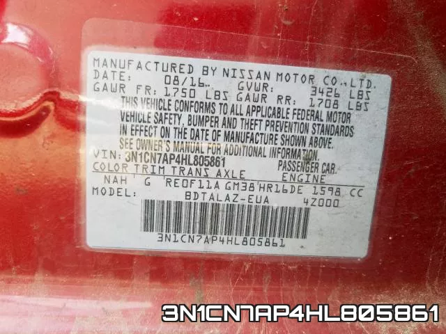 3N1CN7AP4HL805861 фото 2