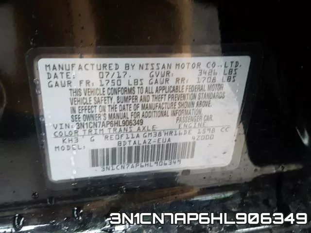 3N1CN7AP6HL906349 фото 2