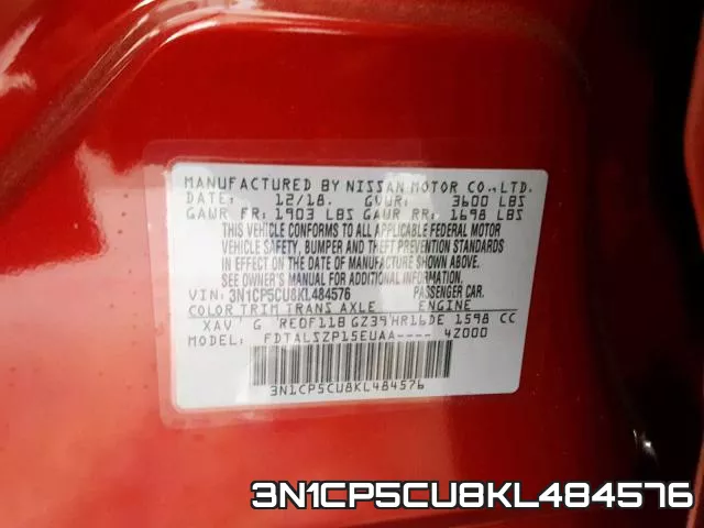 3N1CP5CU8KL484576 фото 2