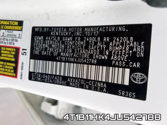4T1B11HK4JU542788 фото 2