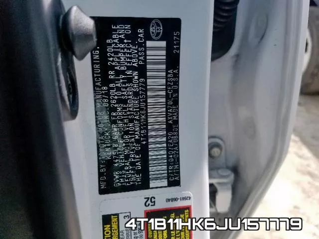 4T1B11HK6JU157779 фото 2