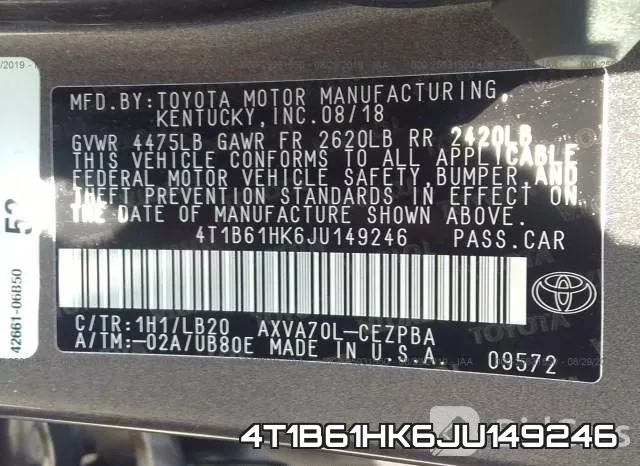 4T1B61HK6JU149246 фото 10
